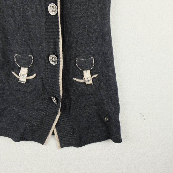 Dismero Cardigan Womens Medium Black Sweater Cashmere Wool Long Button Up - Picture 3 of 9